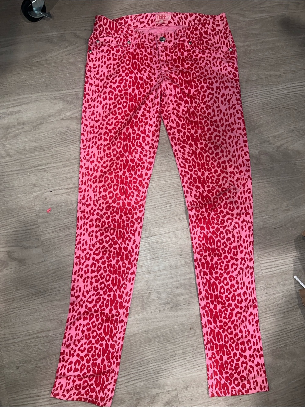 Y2K Tripp NYC lowrise Pink & Red Leopard Print Skinny Pants